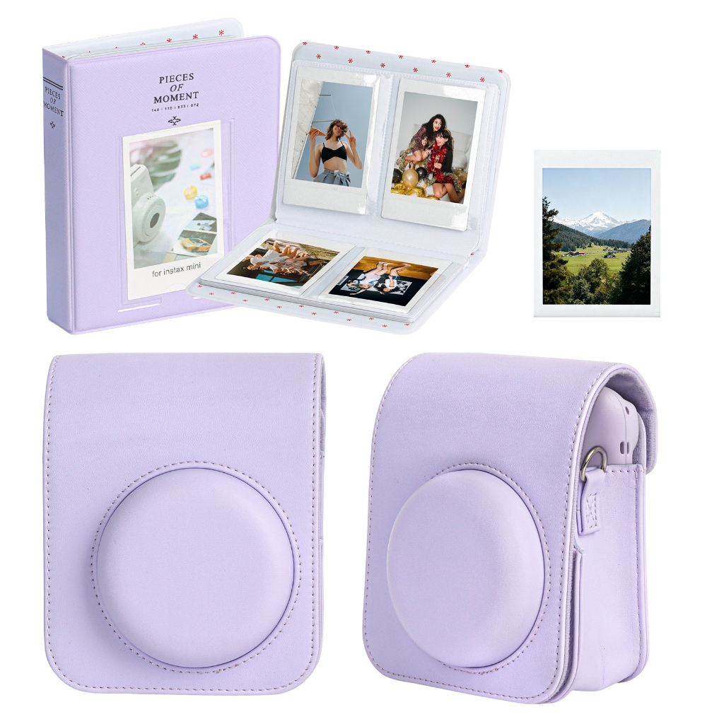 Kit 2 em 1 Bolsa Estojo Couro Instax Mini 12 Com A