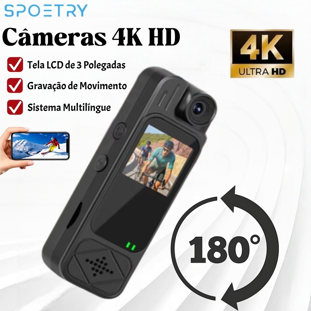 SPETORY Câmeras 4K HD Mini com visão noturna Wif