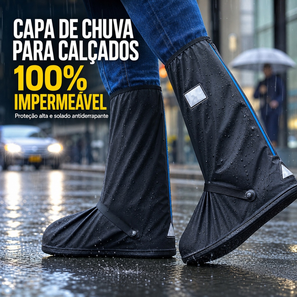 Bota de Chuva para Calçado Cano Alto com Zíper, 