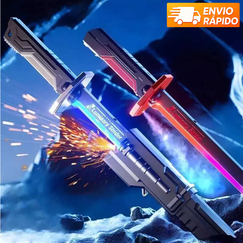 Espada Katana Samurai 80cm | LED RGB Faisca e Fuma