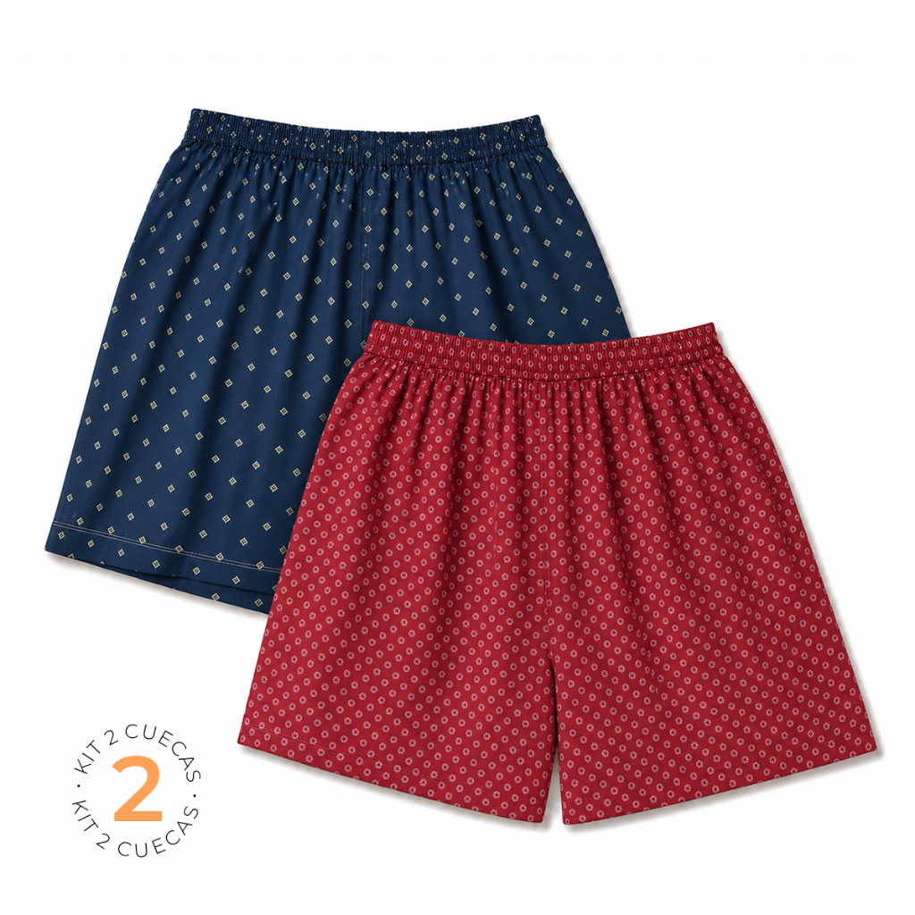 Kit 2 Shorts Samba Canção Pijama Adulto Masculin