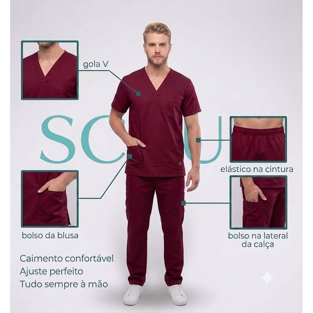 Pijama Cirúrgico Scrub Masculino Sofisticado e Co
