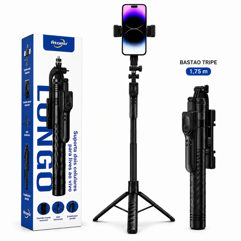 Bastão Tripé 1.75m  para Celular Live Video + Co