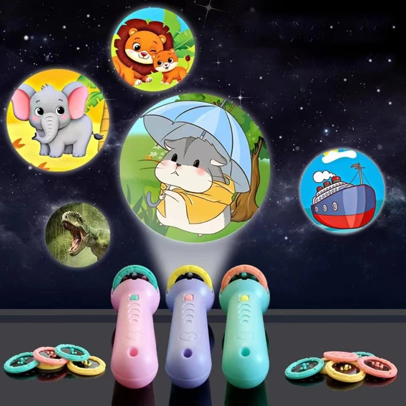 Projetor de luz infantil, 3 cartões (24 imagens d