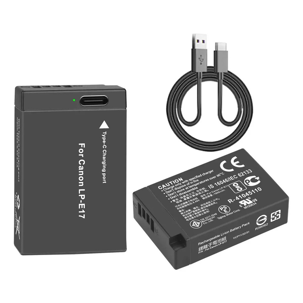 Bateria LP-E17 Recarregável USB-C Para Canon