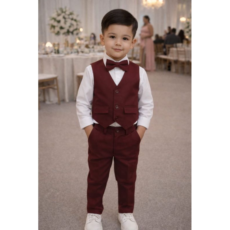 conjunto pagem  colete  bordô marsala menino noiv