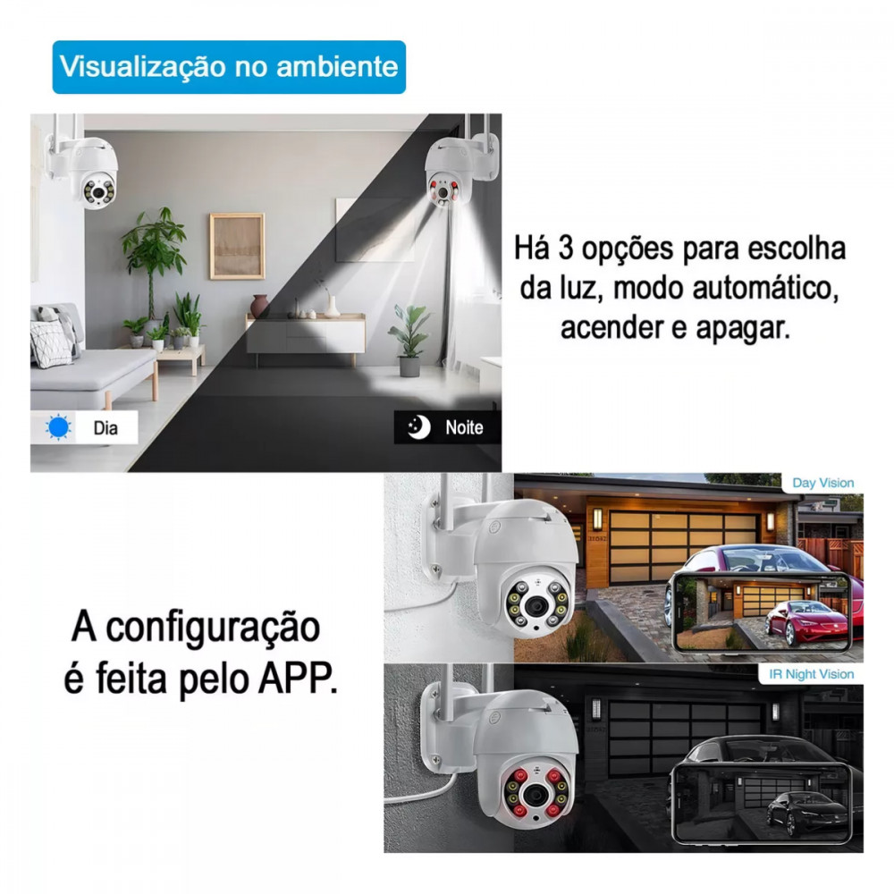 Câmera IP Rotativa WiFi Full HD 1080p à Prova d�