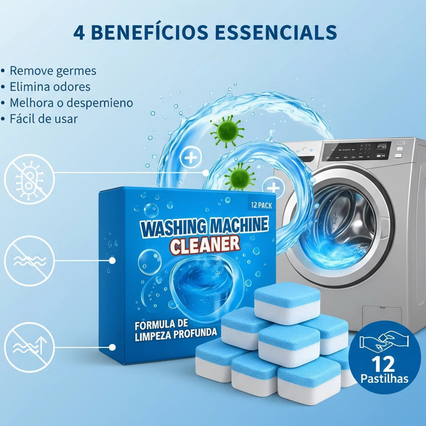 Pastilha Limpa Lavadora: Limpeza Profunda, Remove 