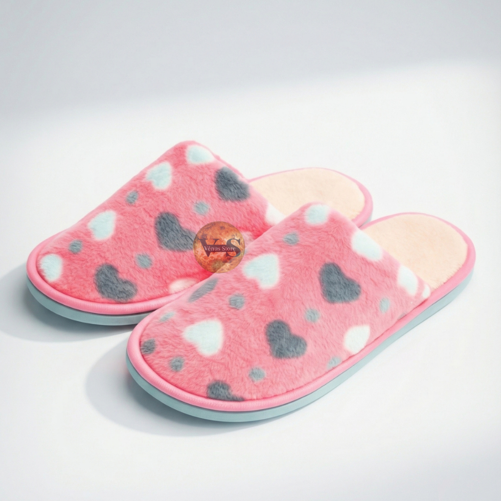 Pantufa Feminina Baratinha Peluciada Coração e O