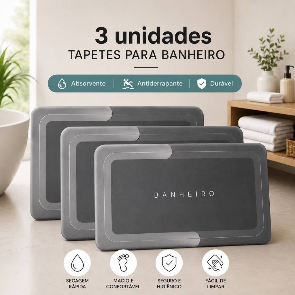 Tapetes para Banheiro Absorvente Antiderrapante Se