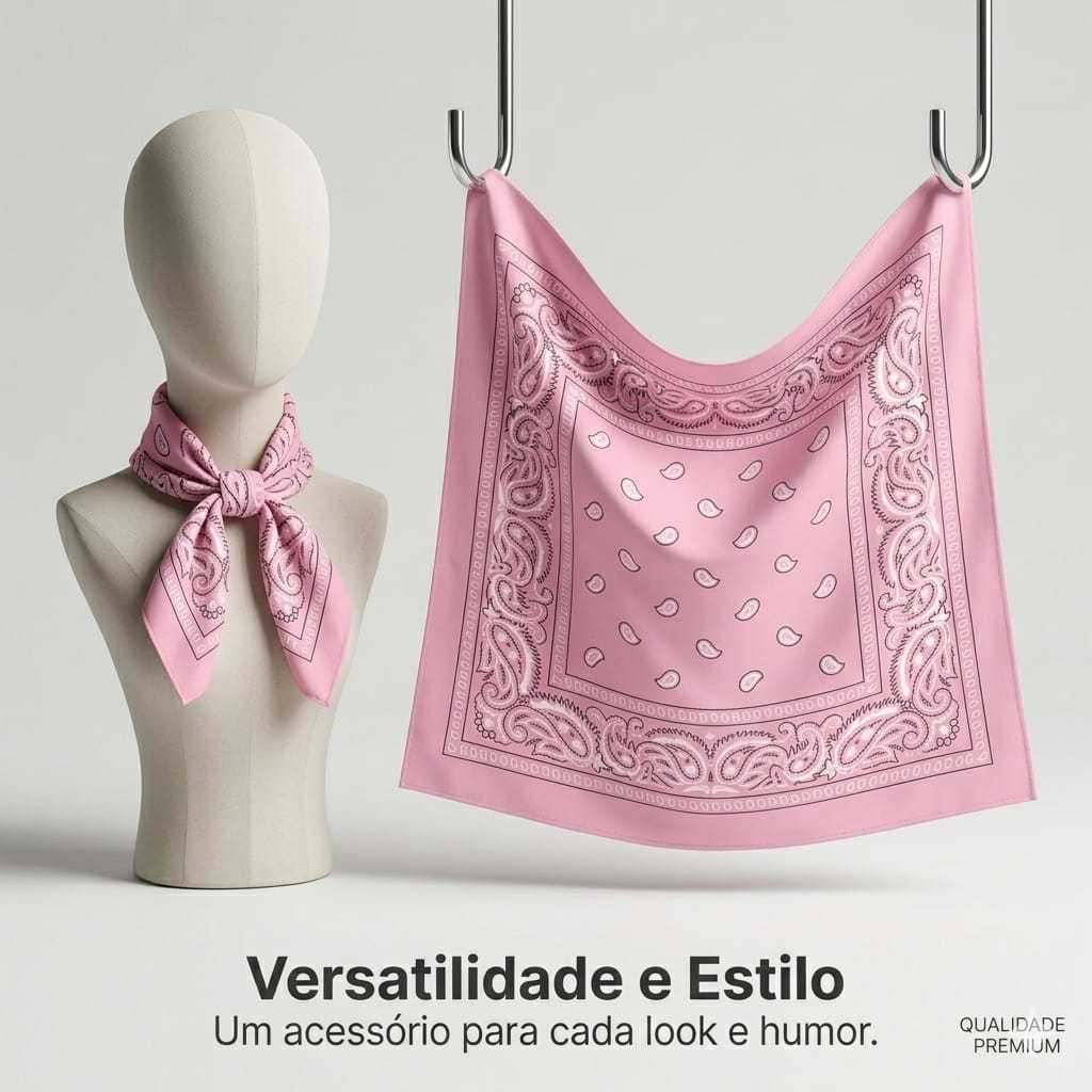 Kit 2 Bandanas Cores Preto Vermelho Rosa Lenço Es