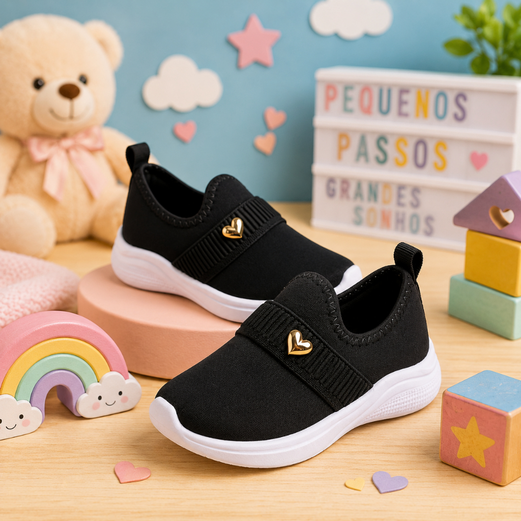 Tênis Feminino Infantil Meninas Calce Fácil Conf