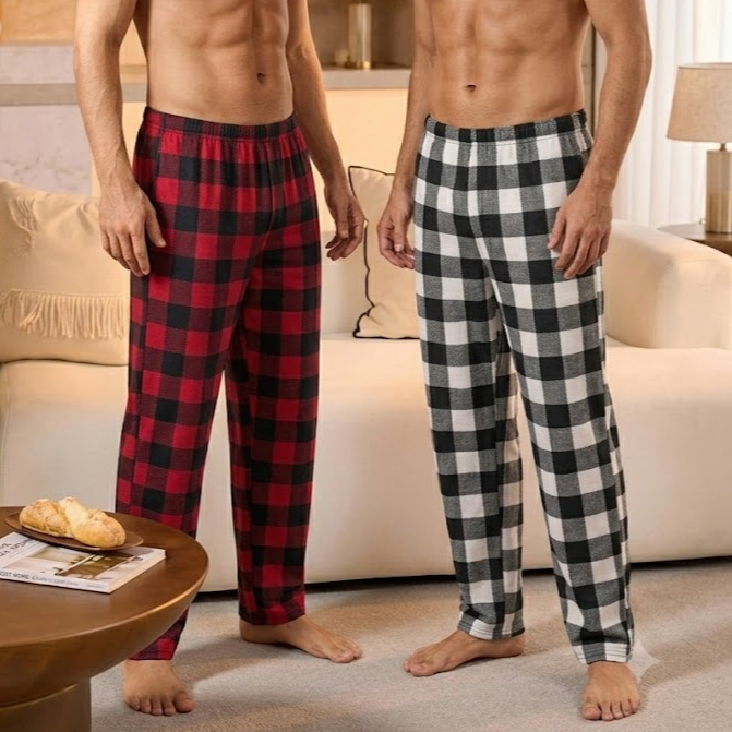 01 Calça De Pijama Masculina Xadrez FINA e LEVE