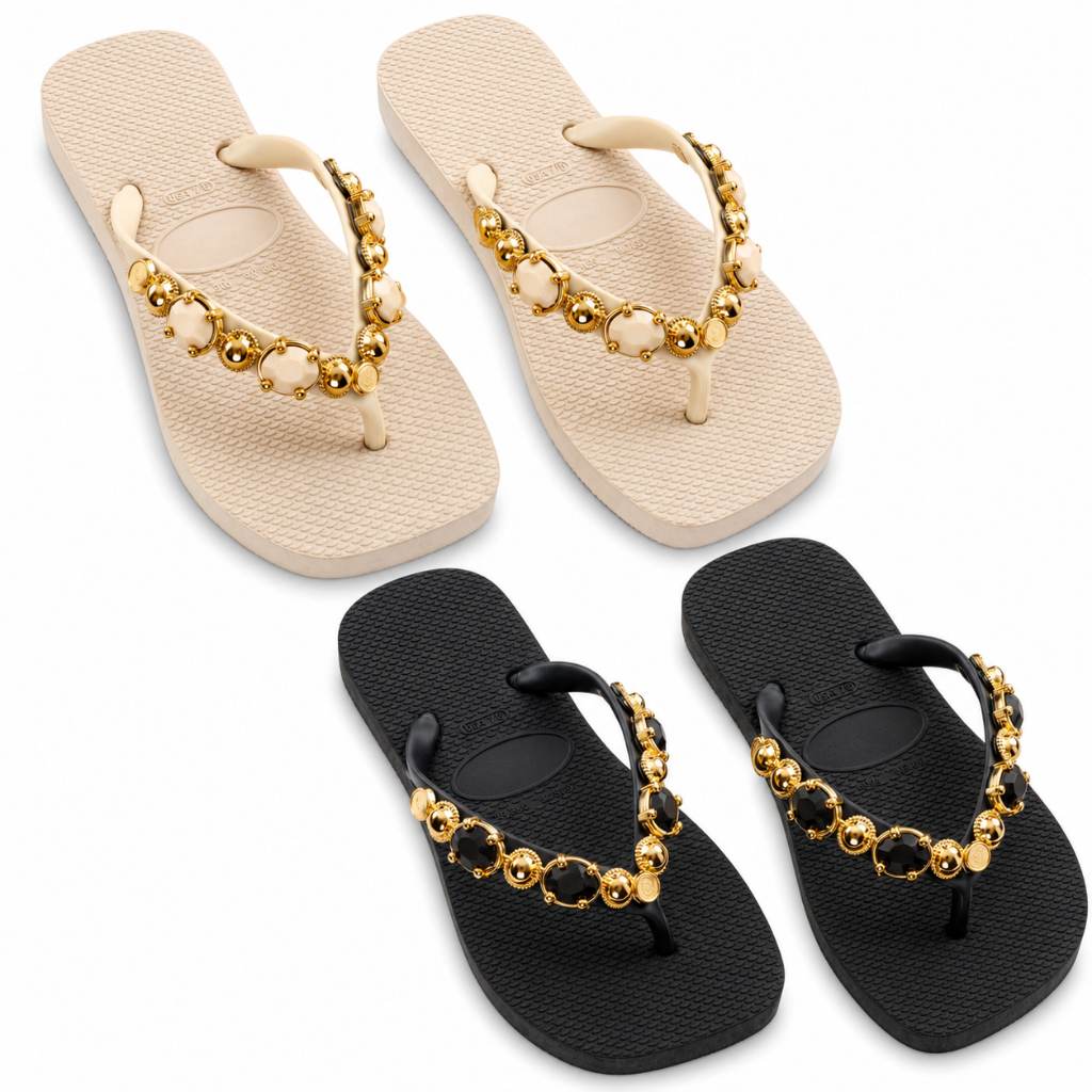 Kit Chinelo Feminino Com Pedraria Antiderrapante C