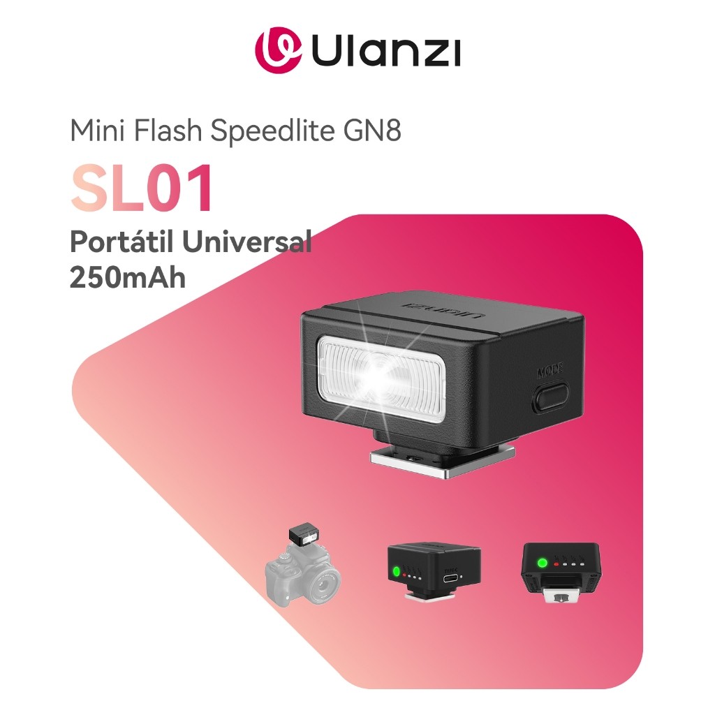 ULANZI SL01 Mini Flash Speedlite GN8 Portátil Uni