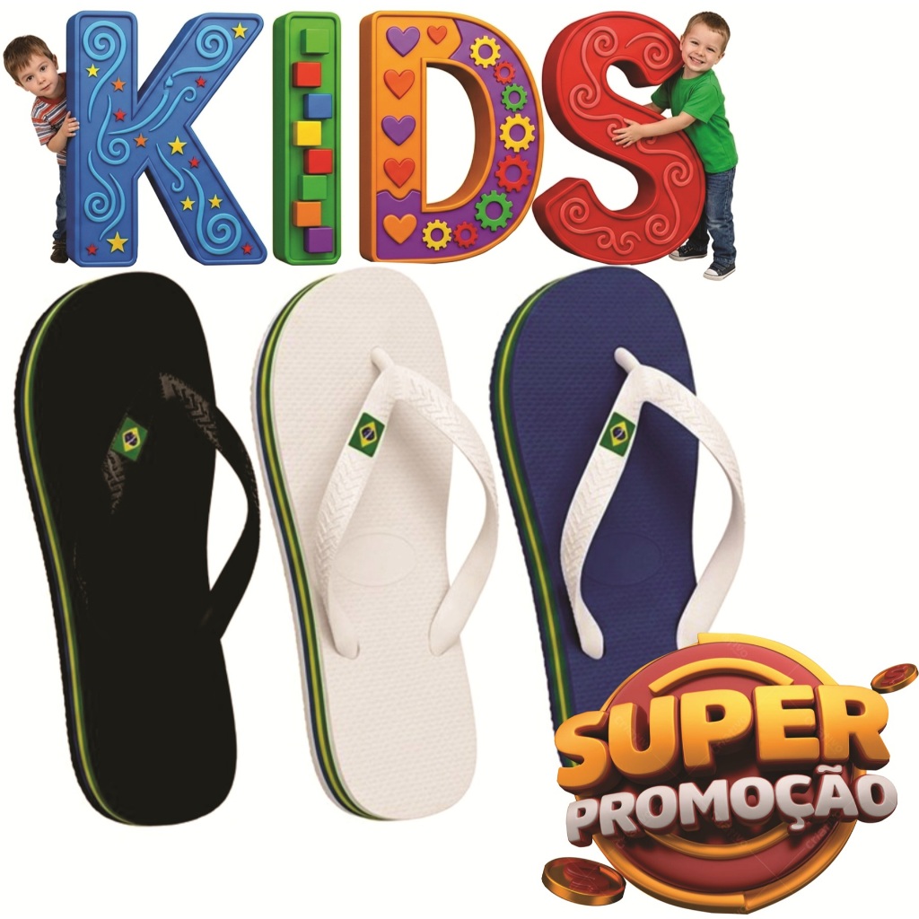 Kit 2 Pares Chinelo Infantil Filete Masculino Femi