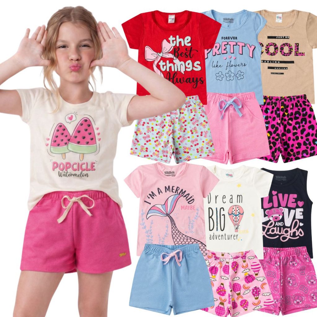 Kit 6 Peças de Roupa Infantil Menina Verão Femin