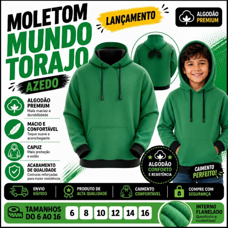 Moletom Mundo Torajo Infantil e adulto Confortáve