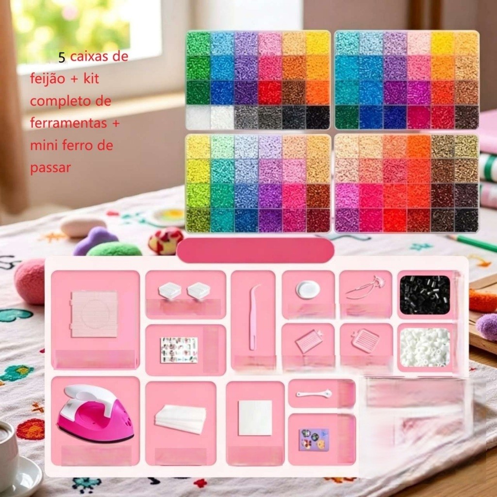 Kit Miçangas 1000 Peças 24 Cores + Ferramentas e