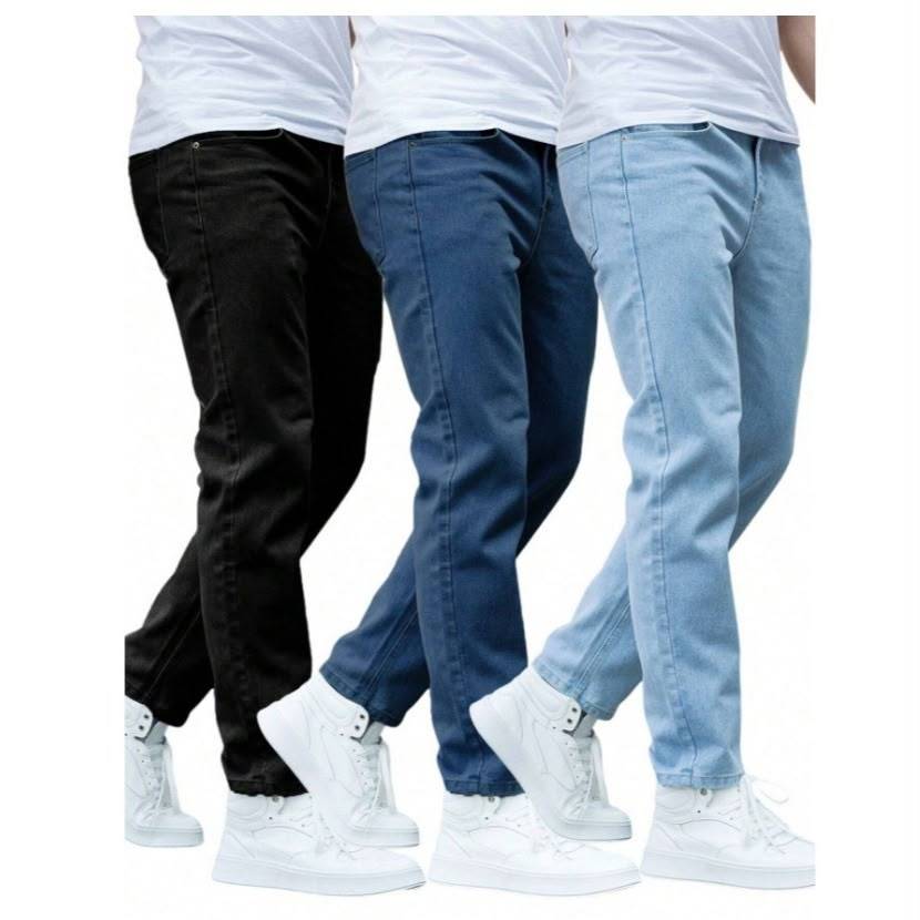 Kit Com 3 e 2 Calças Jeans Masculinas Slim Fit B�