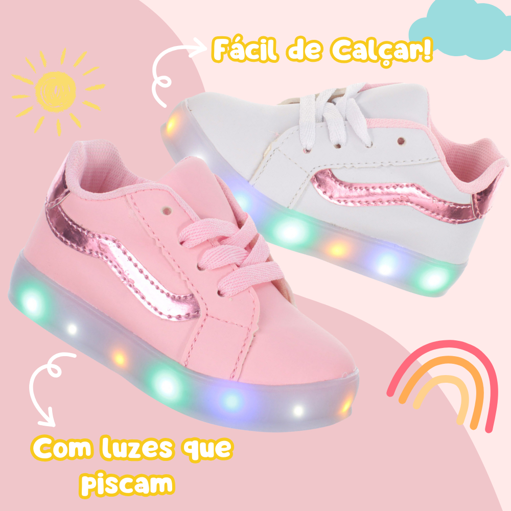 Tenis De Luzinha Led Infantil feminino meninas ros